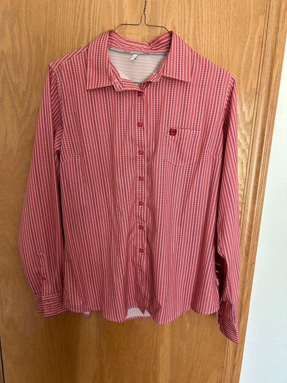 Cinch Women’s Arena Flex  Patterned Button-Up Rodeo Shirt Size Large